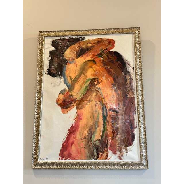 Figurative Large Sasha Tverdaya Figurative Textured Canvas – European Expressionist Artwork, Framed For Sale - Image 3 of 5
