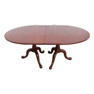 1980s Henkel Harris Cherry Dining Room Table Four Leaves Set For Sale