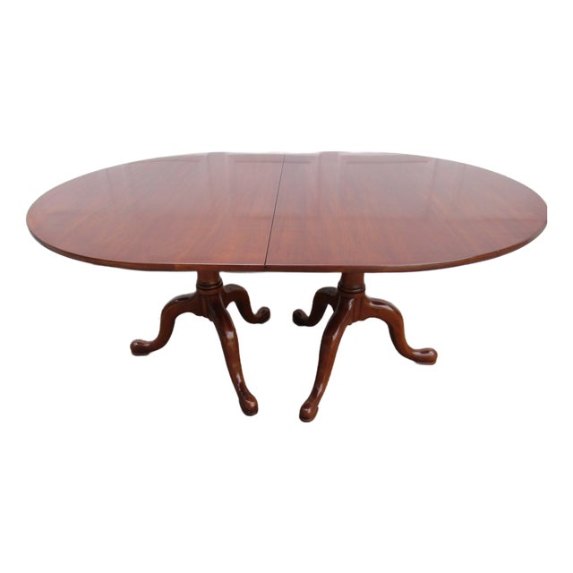 1980s Henkel Harris Cherry Dining Room Table Four Leaves Set For Sale