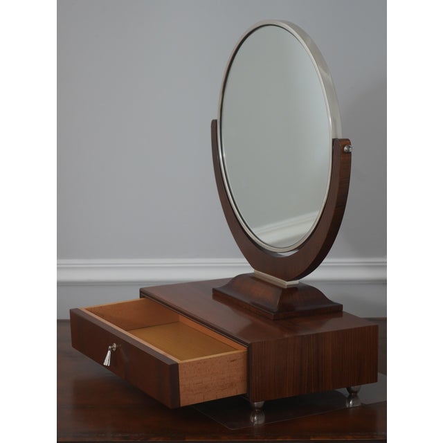 Art Deco Style Walnut & Chrome Dressing Mirror For Sale - Image 4 of 14