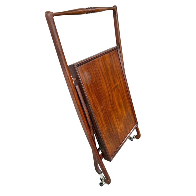 Brown Mid-Century Danish Modern Teak Folding Serving Cart For Sale - Image 8 of 9