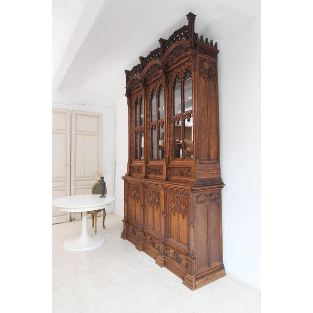 Large Gothic Revival German Carved Oak Cabinet, 1883 For Sale - Image 6 of 18