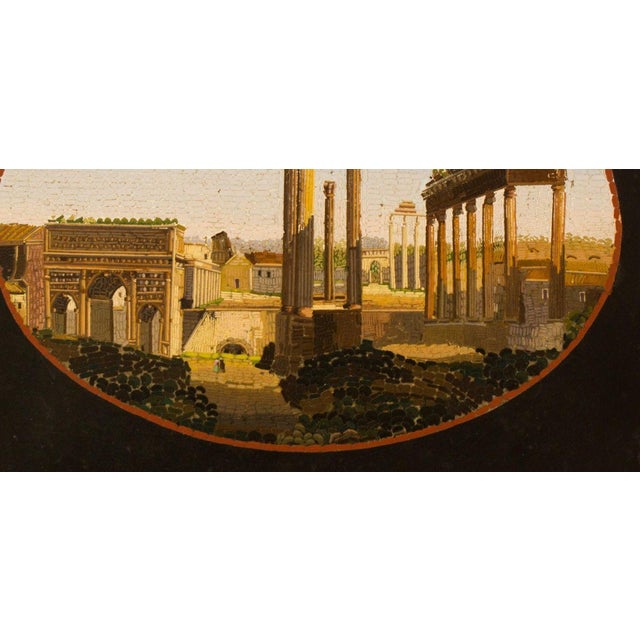 Paperweight in Belgian marble with micro mosaic representing the Forum Romanum. Roman manufacture half of 18th century....