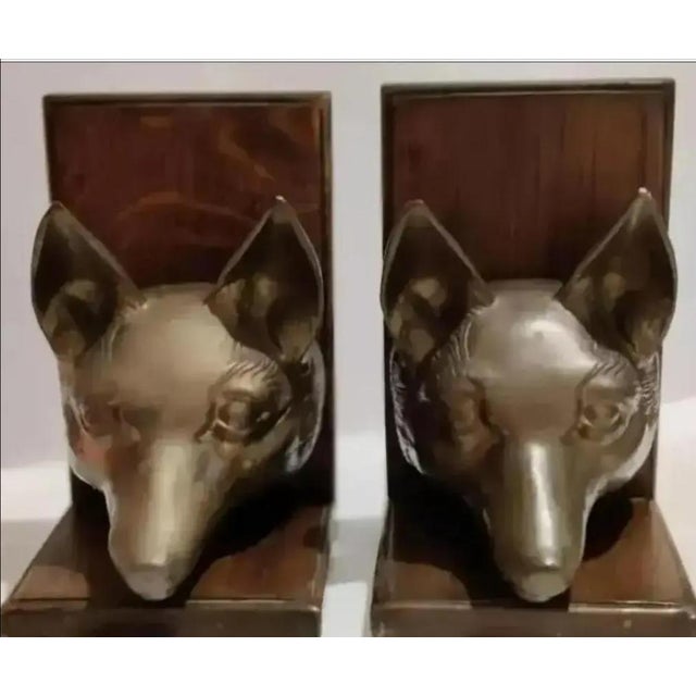 1970s Pair of 1970s Sarreid Ltd. Brass Fox Head Bookends For Sale - Image 5 of 7