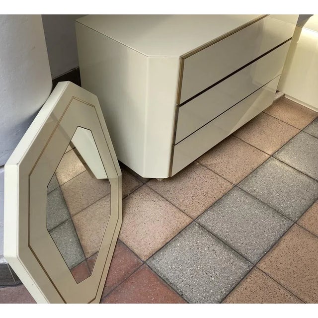Commode with Mirror Ensemble, Set of 3 For Sale - Image 3 of 12