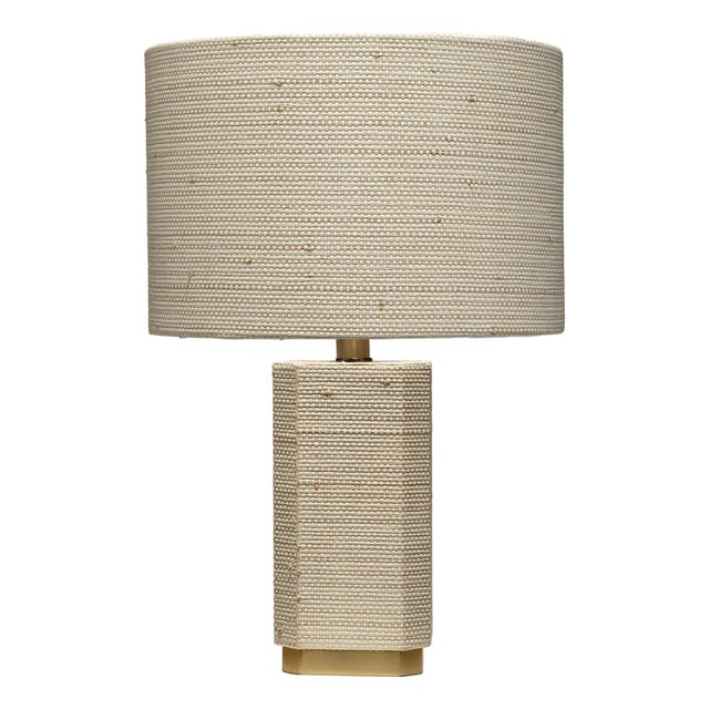 Jamie Young Haisley Table Lamp in Bleached Raffia For Sale