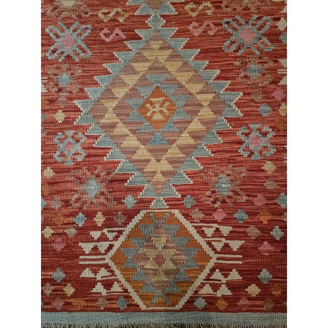 Wool Kilim Rug with Traditional Geometric Patterns For Sale - Image 10 of 11
