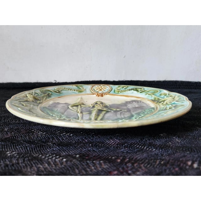 Beige Decorative Plate by Faience Donnaing, 1890s For Sale - Image 8 of 11