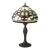 Vintage Leaded Stained Glass Table Lamp With Jewels Mid 20thC For Sale