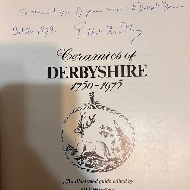 Up for sale is a collectible 1st edition hardcover reference book, "Ceramics of Derbyshire 1750-1975," edited by H.G....