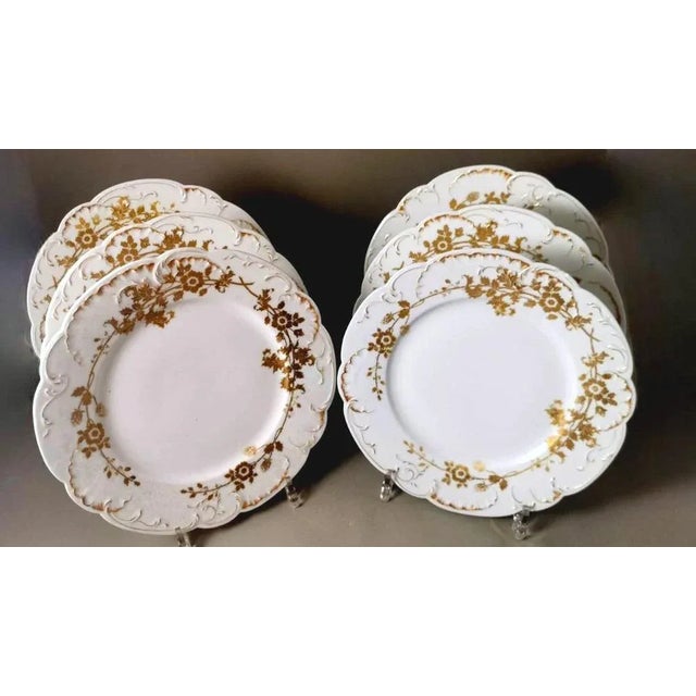 French White Porcelain Plates with Gilt Decor from Haviland, Limoges, 1902, Set of 6 For Sale - Image 6 of 13