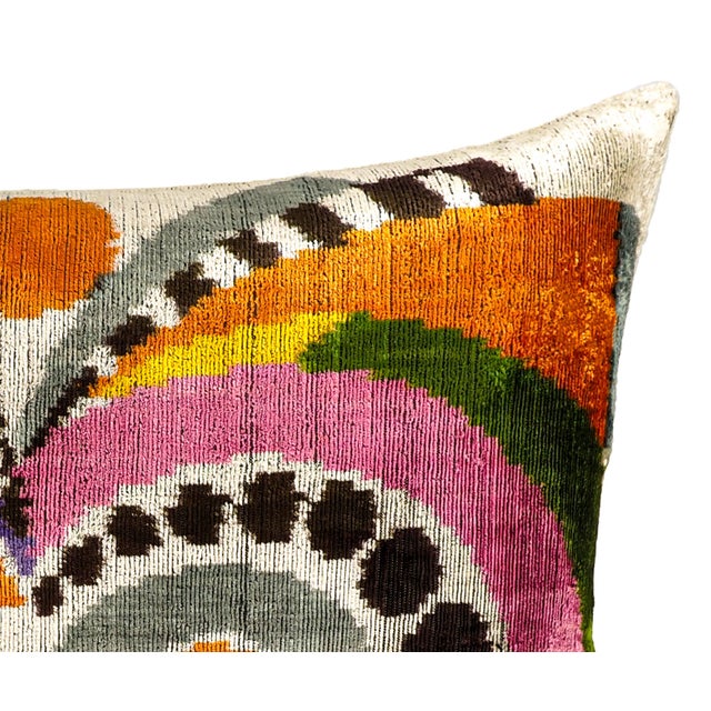 2020s Ra Silk Velvet Ikat Throw Pillow Cover, 16 X 24 For Sale - Image 5 of 6