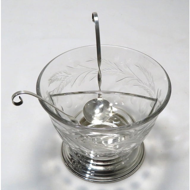 Traditional Vintage Sterling Silver & Hand Cut Crystal Condiment Set For Sale - Image 3 of 13