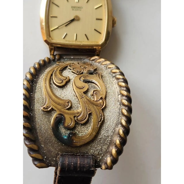 1970s Western Watch Sterling Silver Leather Band For Sale - Image 16 of 18