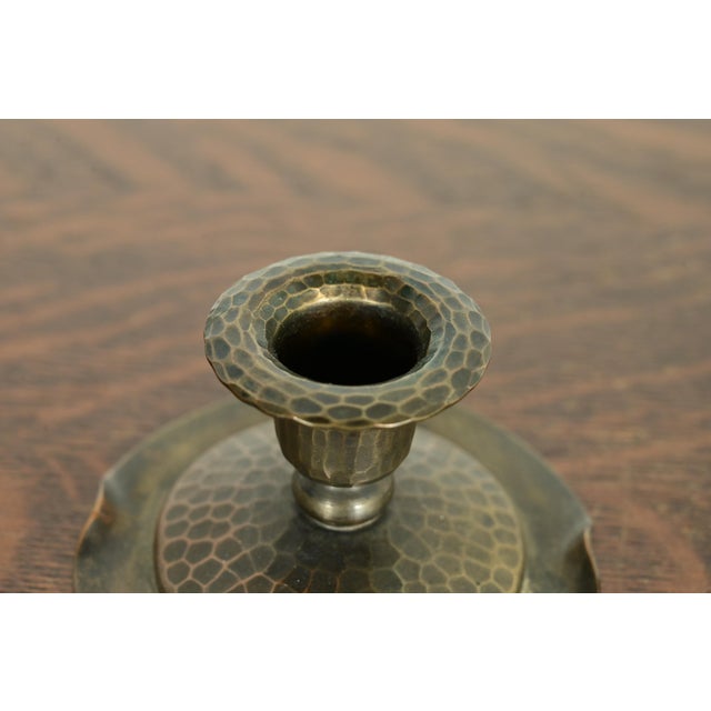 Roycroft Arts & Crafts Hammered Copper Candlesticks, Pair For Sale In South Bend - Image 6 of 12