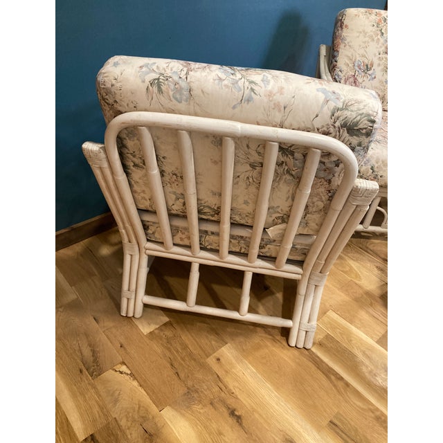 Vintage White Rattan Chairs & Table Set of 3 Chairish