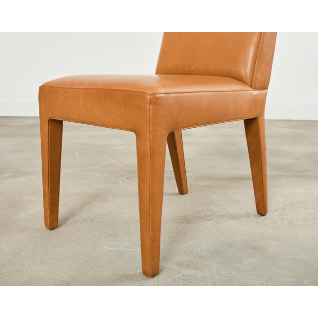 Ralph Lauren Mahogany Leather Italian Dalton Dining Chair For Sale - Image 9 of 14
