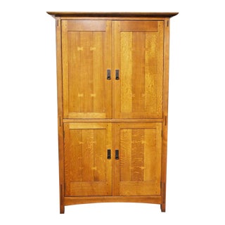 Authentic Stickley Mission Style Solid Oak 48" Armoire For Sale