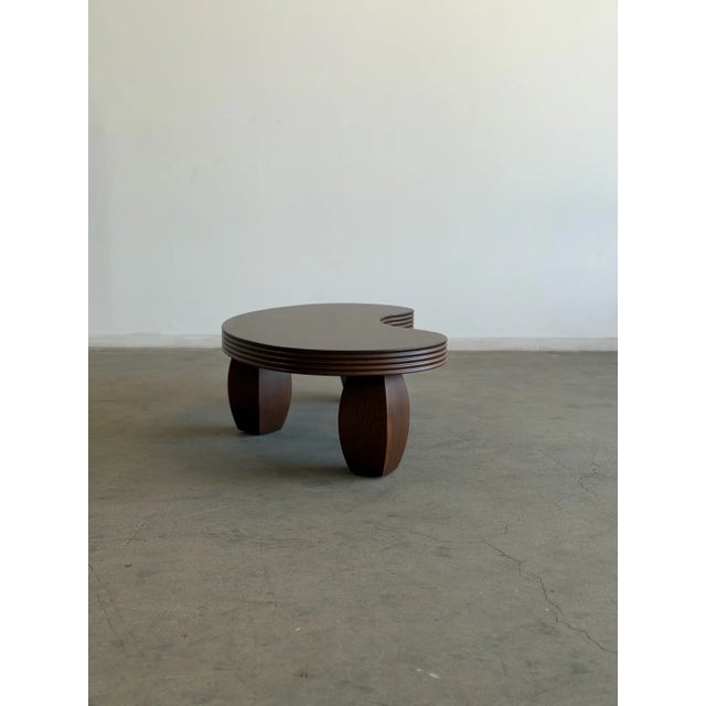 2000 - 2009 Ribbed Kidney Coffee Table in Walnut For Sale - Image 5 of 12