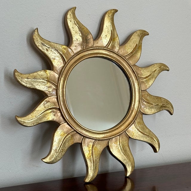 Mid-Century Modern Vintage Late-20th Century Sunburst Wall Mirror For Sale - Image 3 of 12