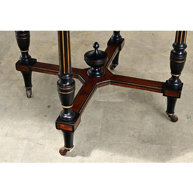 Dutch 19th Century Octagonal Ebonized & Burl Maple Center Table For Sale - Image 11 of 11