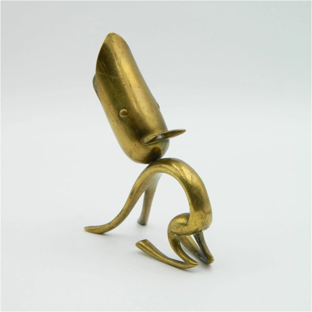 A very rare toothpick holder from the Hagenauer Vienna workshop from the 1930s. Crafted from cast brass and embossed brass...