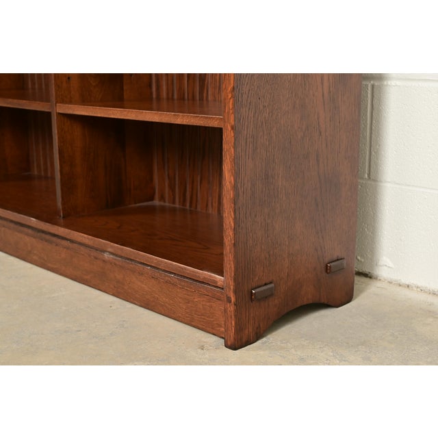 Wood Gustav Stickley Antique Mission Oak Arts and Crafts Double Bookcase, Newly Refinished For Sale - Image 7 of 12