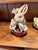 Antique White Ceramic Glazed Rabbit Family Centerpiece Majolica For Sale - Image 8 of 10