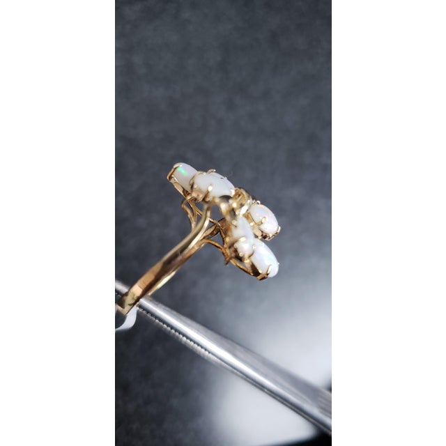 Oval Opal Cluster Ring 14k Yellow Gold, Size 9 For Sale - Image 4 of 4