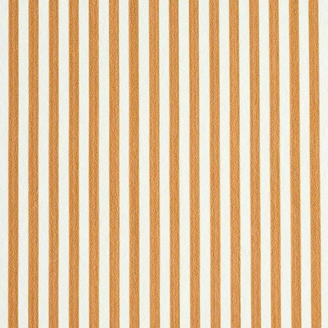Schumacher Edwin Stripe Narrow Wallpaper in Butternut For Sale