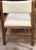 Mid Century Angular Wood Dining Chairs With Thick Linen Upholstery For Sale - Image 4 of 7