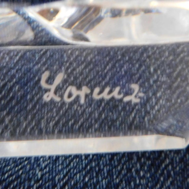 1940s Very Large Blue Cut to Cear Vase With Peacock Design For Sale In San Francisco - Image 6 of 11