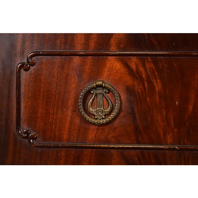 Berkey & Gay Antique Georgian Flame Mahogany Bookcase or Bar Cabinet, Circa 1920s For Sale - Image 9 of 16