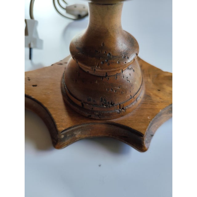Vintage Italian Bouillotte Table Lamp in Wood, 1960s For Sale - Image 4 of 14