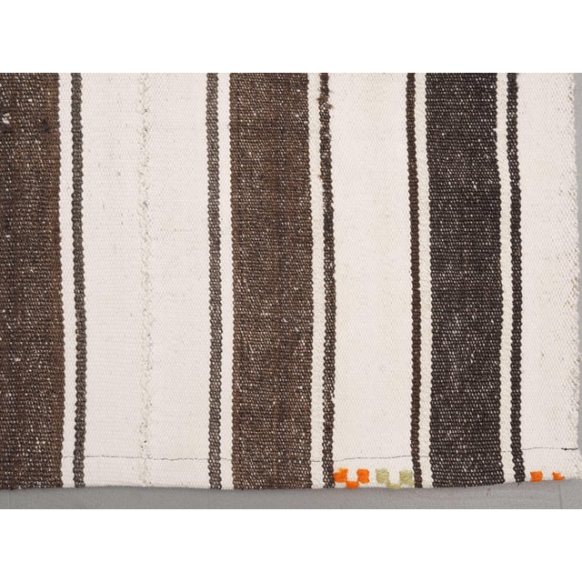 1970s Vintage Handmade Wool Cotton White Runner Rug For Sale - Image 10 of 11