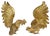 Italian Gold Plated Fighting Cockerel Ornaments, 1960s, Set of 2 For Sale