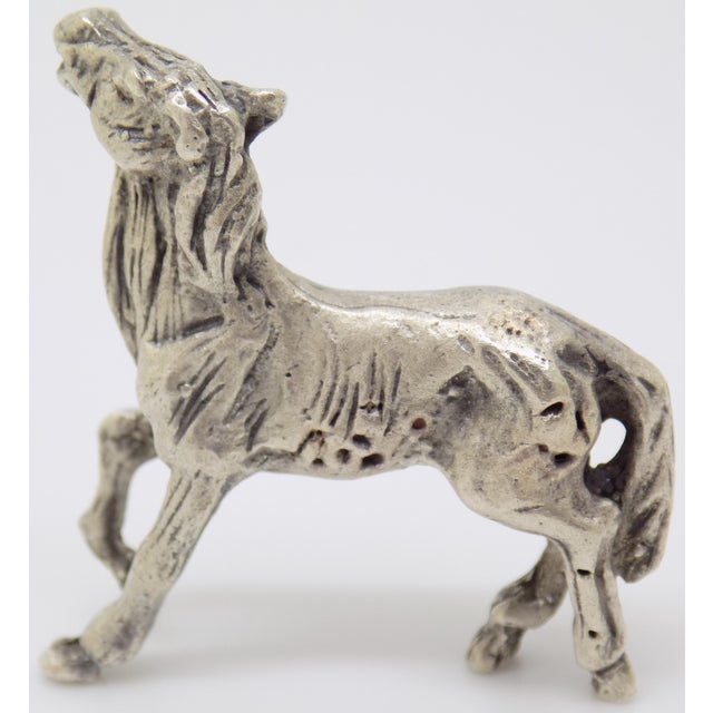 Vintage Italian Handmade Genuine Silver Foal Horse Rare Dollhouse Miniature For Sale - Image 4 of 9