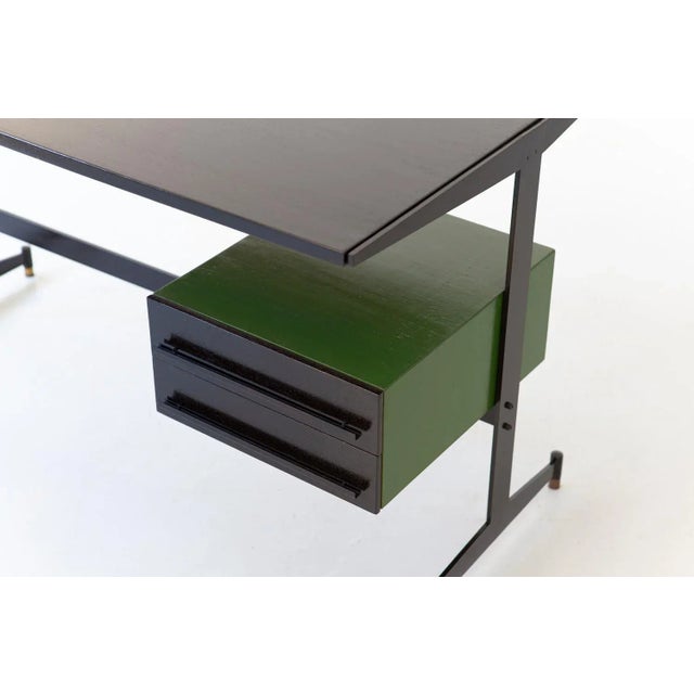 Black Vintage Italian Black and Green Desk Table, 1960s For Sale - Image 8 of 9