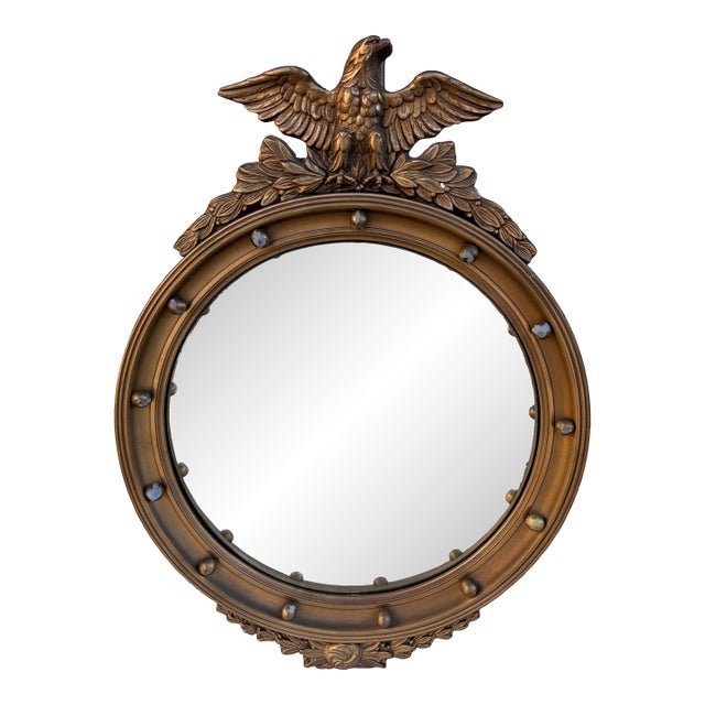 American Federal Giltwood Eagle Bullseye Convex Mirror For Sale