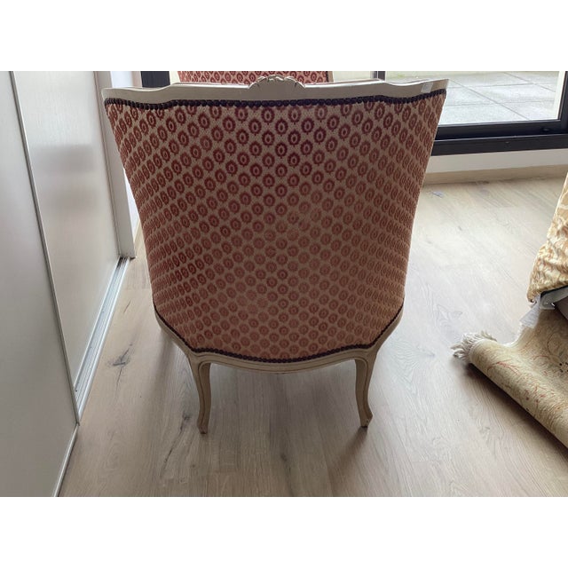 Stunning French Painted Bergères W/Raspberry Velvet Upholstery For Sale - Image 12 of 12