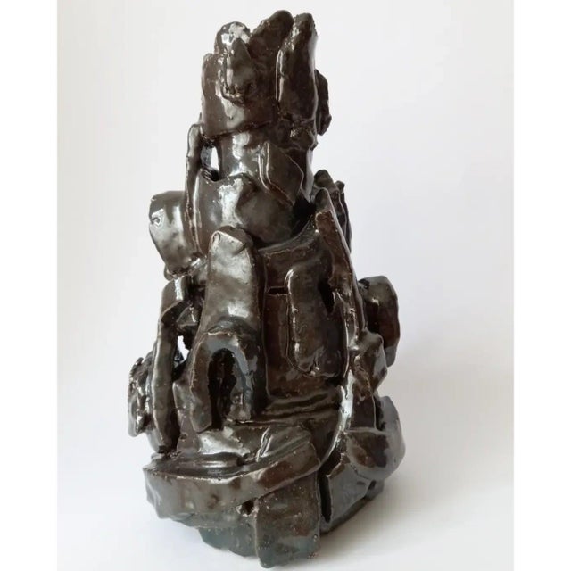 2020s 12.9" Modernist Sculpture Vase by Diane Grant / Abstract / Ceramic / Earth Tones For Sale - Image 5 of 10