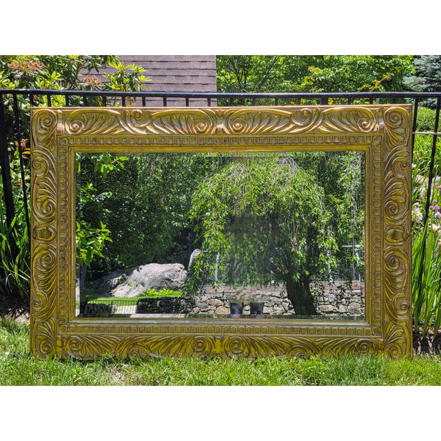 1990s 1990s Large Italian Carved Giltwood Mirror 68x46 For Sale - Image 5 of 13