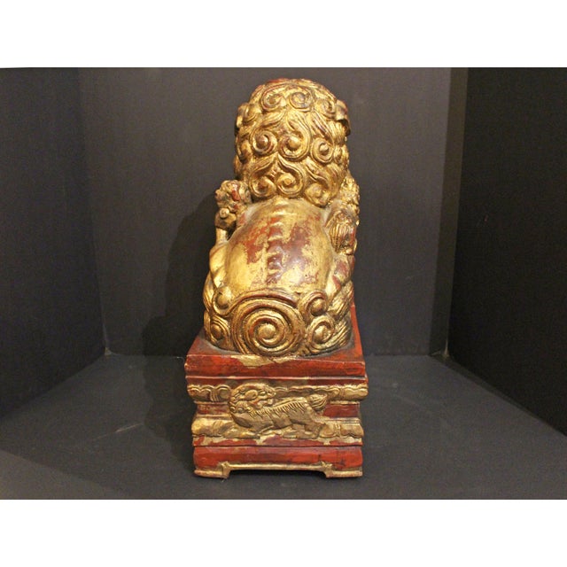 Chinese Early-Mid 20th Century Carved Female Foo Lion For Sale - Image 3 of 5