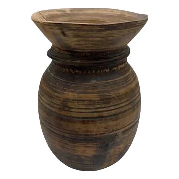 Vintage Indian Wooden Milk Pot For Sale