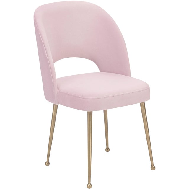 Metal Swell Blush Velvet Chair For Sale - Image 7 of 7