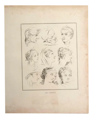 Thomas Holloway, Portrait of Men and Women, Original Etching, 1810