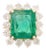 Zambian Emerald Halo Diamond Statement Ring in 18k Solid Gold Size 5.5 For Sale