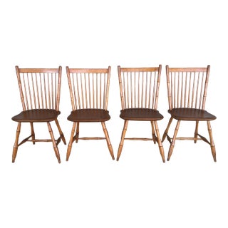 Antique Primitive Early 1800's Birdcage Style Side Chairs - Set of 4 For Sale