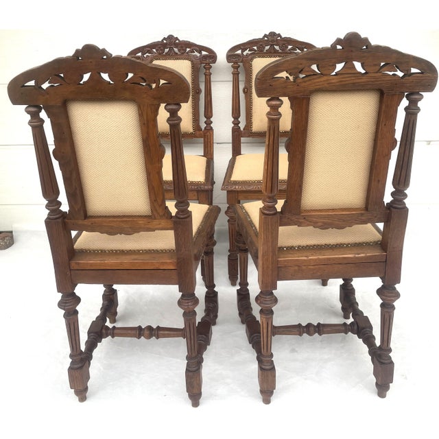 Neo-Renaissance Carved Wooden Chairs from Befos, 1880s, Befos, Set of 4 For Sale - Image 9 of 18
