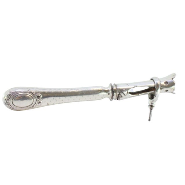 Metal Turkey Leg Holder with Silver Handle For Sale - Image 7 of 7